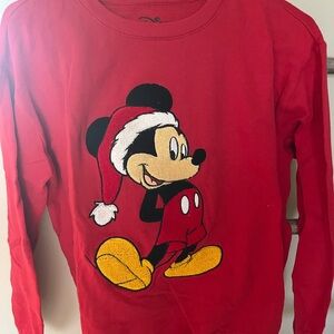 Disney Red Santa Mickey Mouse Sweatshirt HOLIDAY